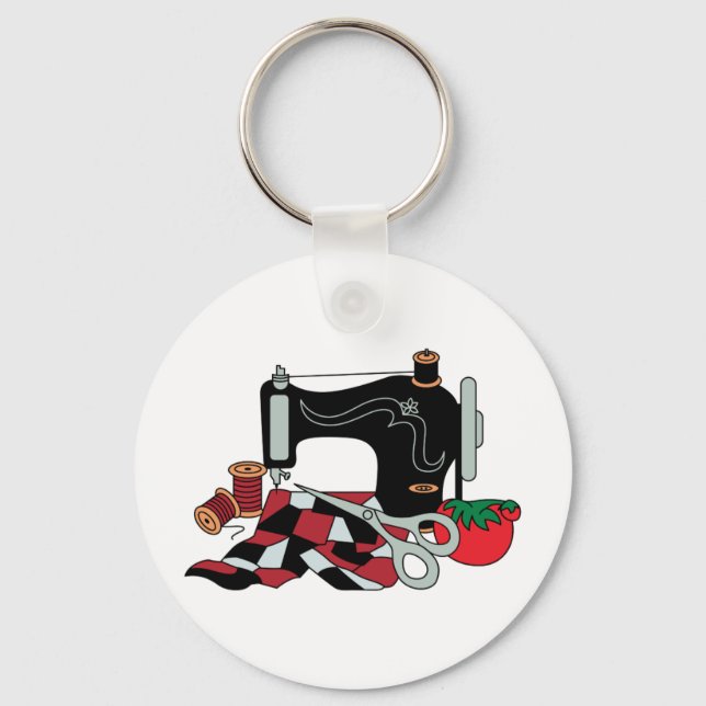 Sewing Machine and Quilt Key Ring (Front)