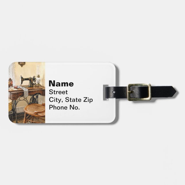 Sewing Machine and Thread Carousel Luggage Tag (Front Horizontal)