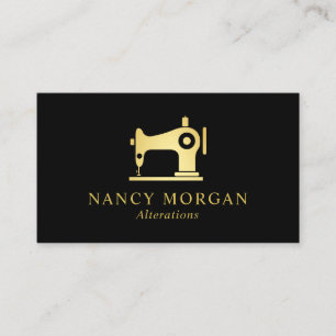 Sewing Machine Black And Gold Business Card