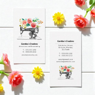 Sewing Machine Black White Red Tailor Business Card