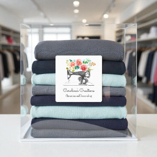 Sewing Machine Black White Seamstress Tailor Label