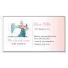 Sewing machine business card watercolor teal pink