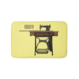 Sewing machine cartoon illustration  bath mat