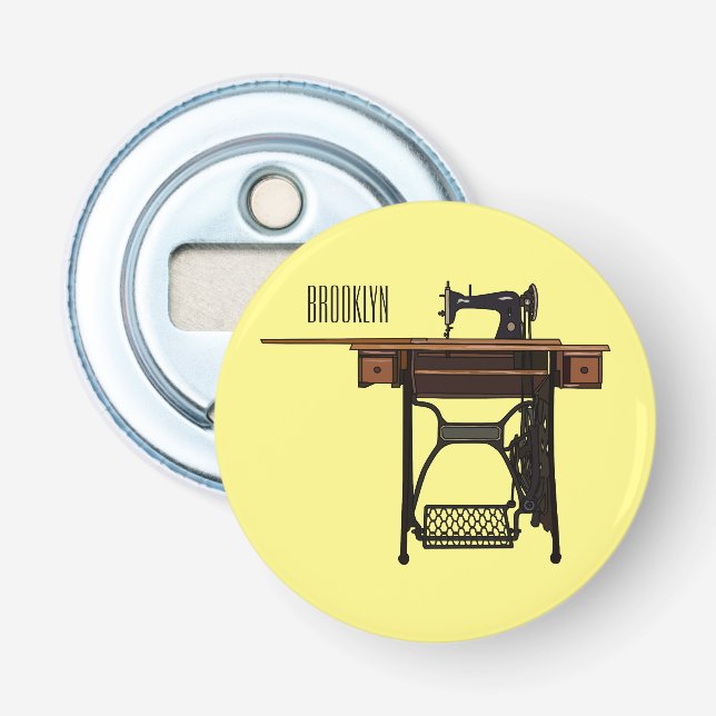 Sewing machine cartoon illustration  bottle opener (Front)