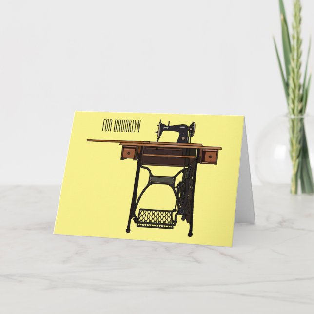 Sewing machine cartoon illustration  card (Front)