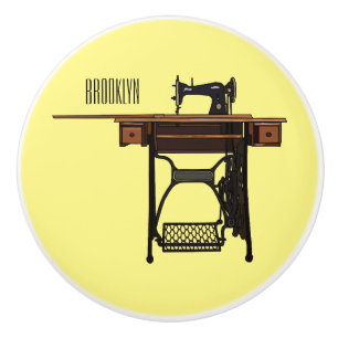 Sewing machine cartoon illustration  ceramic knob