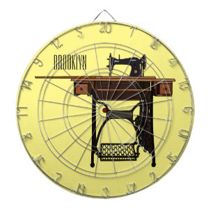 Sewing machine cartoon illustration dartboard