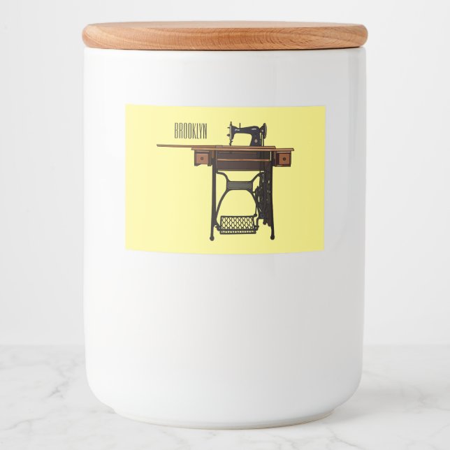 Sewing machine cartoon illustration  food label (Front)