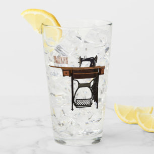 Sewing machine cartoon illustration  glass