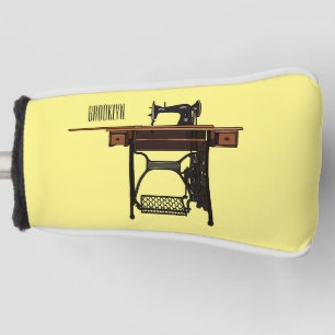 Sewing machine cartoon illustration golf head cover