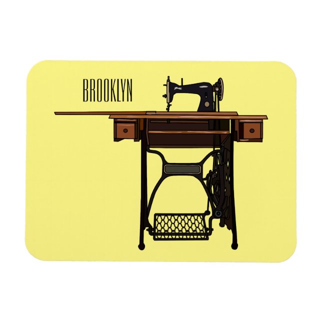 Sewing machine cartoon illustration  magnet (Horizontal)