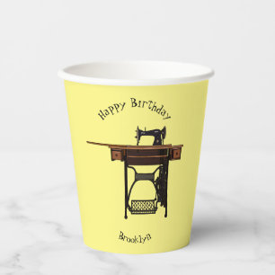 Sewing machine cartoon illustration paper cups