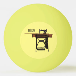 Sewing machine cartoon illustration  ping pong ball