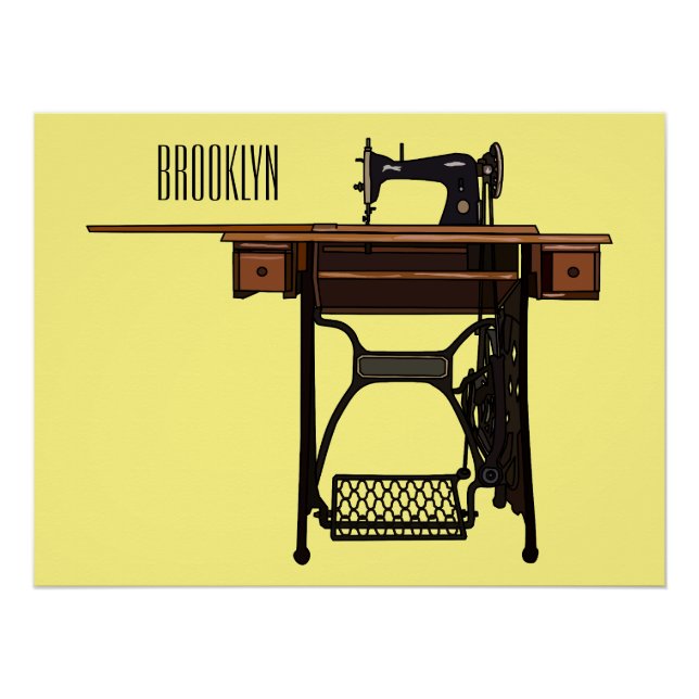 Sewing machine cartoon illustration  poster (Front)