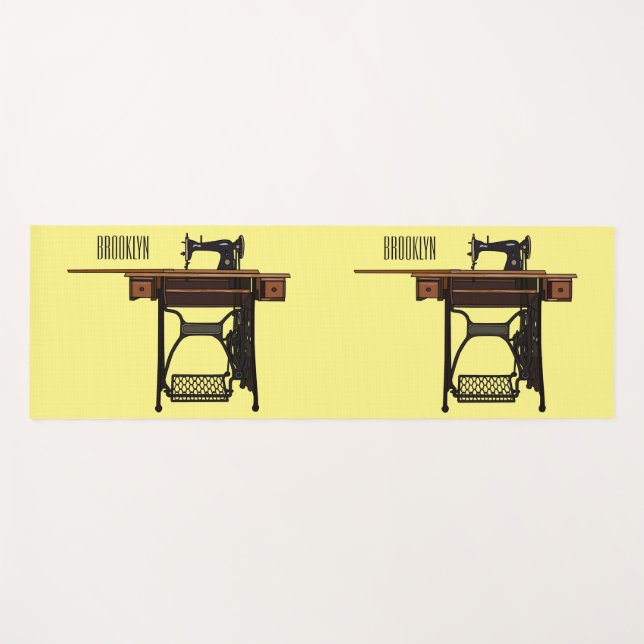 Sewing machine cartoon illustration  yoga mat (Front (Horizontal))