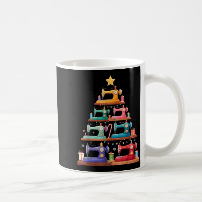Sewing Machine Christmas Tree Lights Santa Hat Xma Coffee Mug (Right)