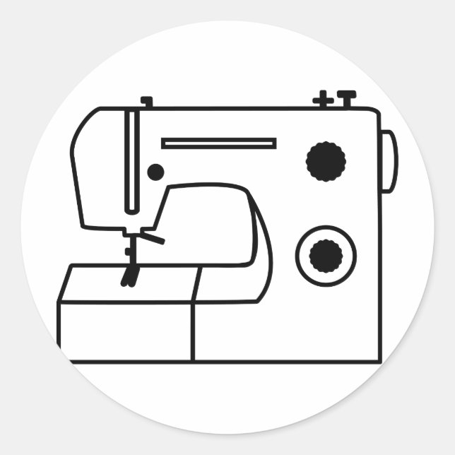 sewing machine classic round sticker (Front)