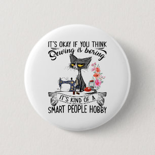 Sewing Machine Craft Quilting Sewer Cat Sewing  6 Cm Round Badge