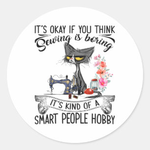 Sewing Machine Craft Quilting Sewer Cat Sewing  Classic Round Sticker