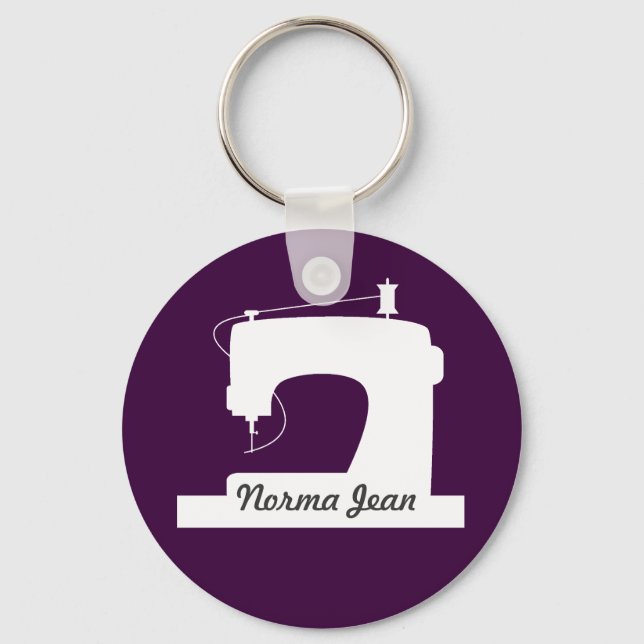 Sewing Machine Crafts {Dark} Custom Text Key Ring (Front)