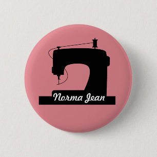 Sewing Machine Crafts Icon / Your Text 6 Cm Round Badge