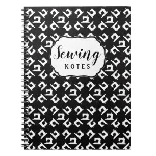 Sewing Machine Crafts Pattern Organising Dark Notebook