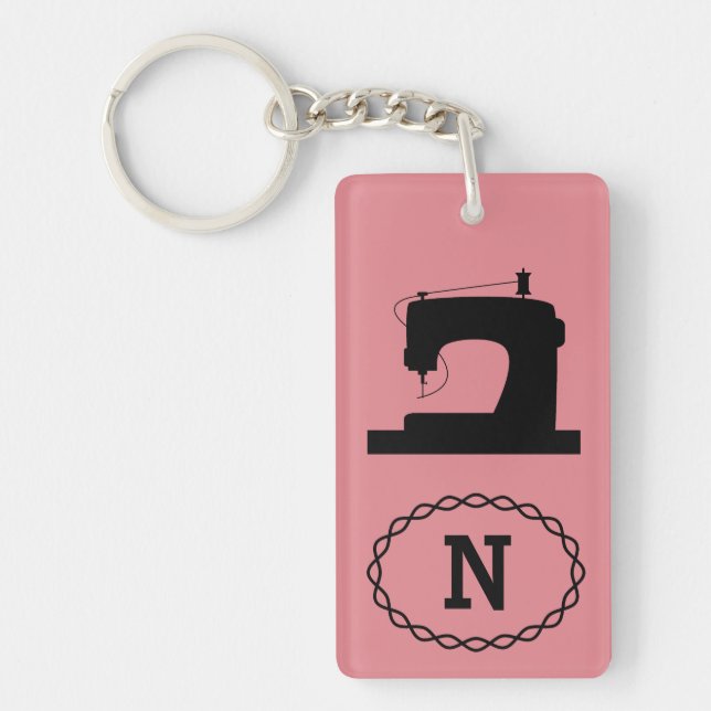 Sewing Machine Custom Colour/Text Light Key Ring (Front)