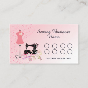 Sewing Machine Fabric Quilting Pink Business Loyalty Card