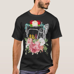 Sewing Machine Floral Flower Sewing Machine Gift T-Shirt