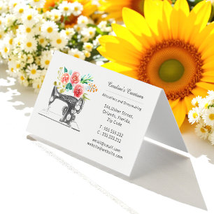 Sewing Machine Floral Tailor Crafter Business Card