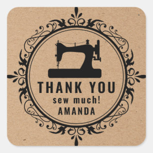 Sewing Machine Frame Kraft Paper  Square Sticker