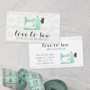 Sewing Machine on Shabby Chic Lace & Burlap Business Card