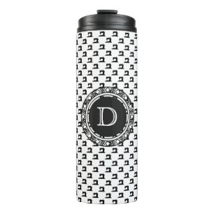 Sewing Machine Pattern w/ Monogram • Crafts Thermal Tumbler