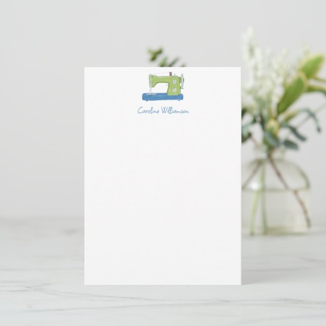 Sewing Machine Personalised Stationery Gift Sewer Card (Standing Front)