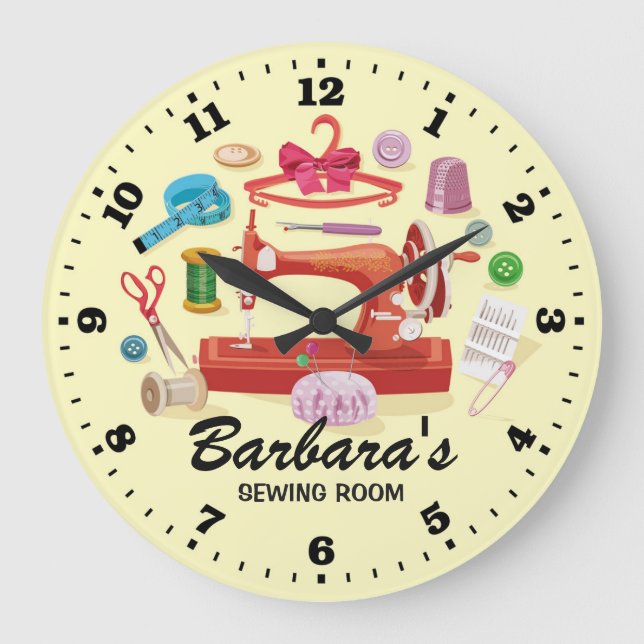 Sewing Machine Personalizable Wall Clock (Front)