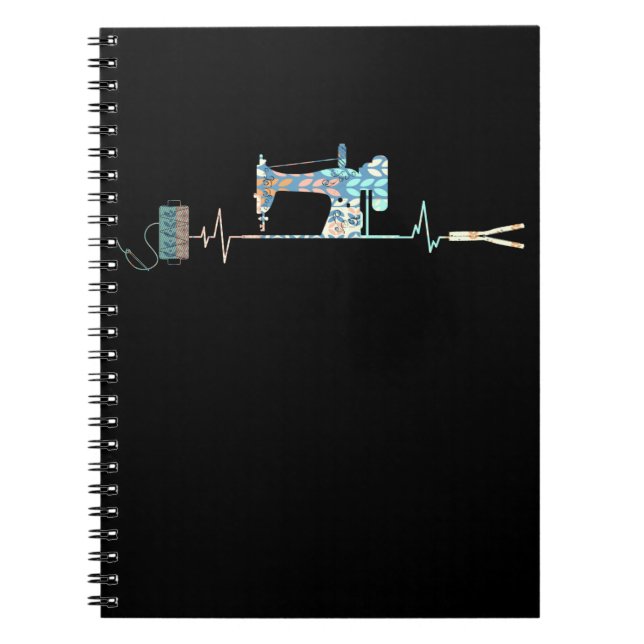 Sewing Machine Quilting Heartbeat Notebook (Front)