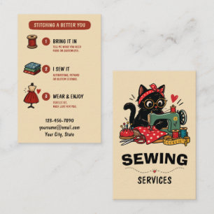 Sewing Machine Seamstress Alterations Repair Business Card
