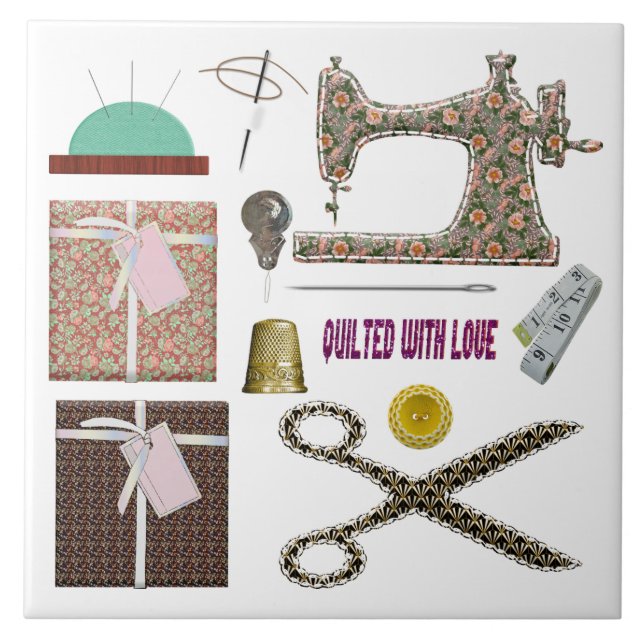 Sewing machine seamstress quilting sewing tile (Front)