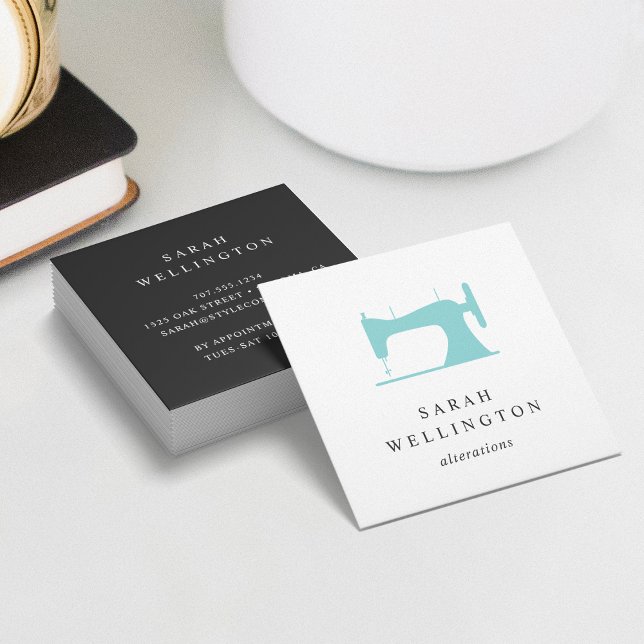 Sewing Machine | Seamstress Tailor Alterations Square Business Card (Creator Uploaded)