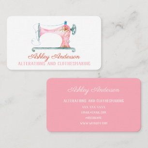 Sewing Machine Seamstress Watercolor Business Card
