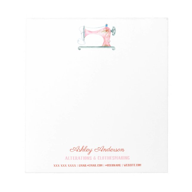 Sewing Machine Seamstress Watercolor Notes (Front)