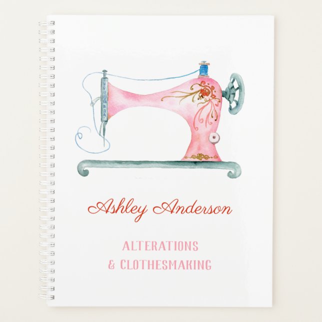Sewing Machine Seamstress Watercolor Planner (Front)