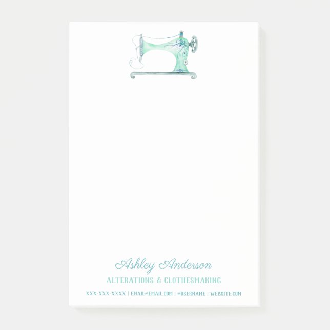Sewing Machine Seamstress Watercolor Post-it Notes (Front)