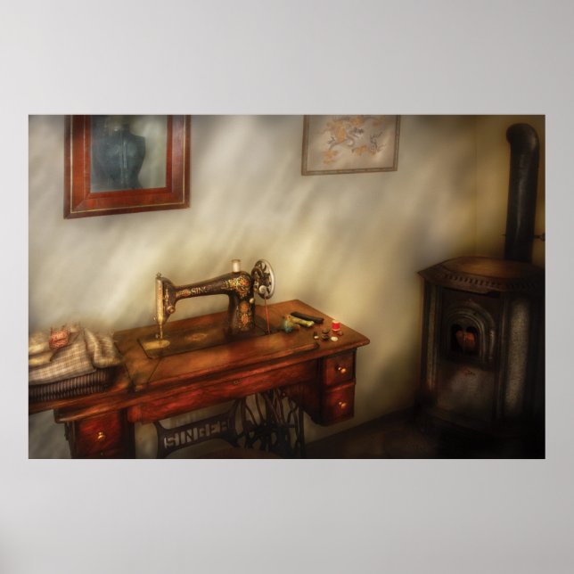 Sewing Machine - Sewing in a cosy room Poster (Front)