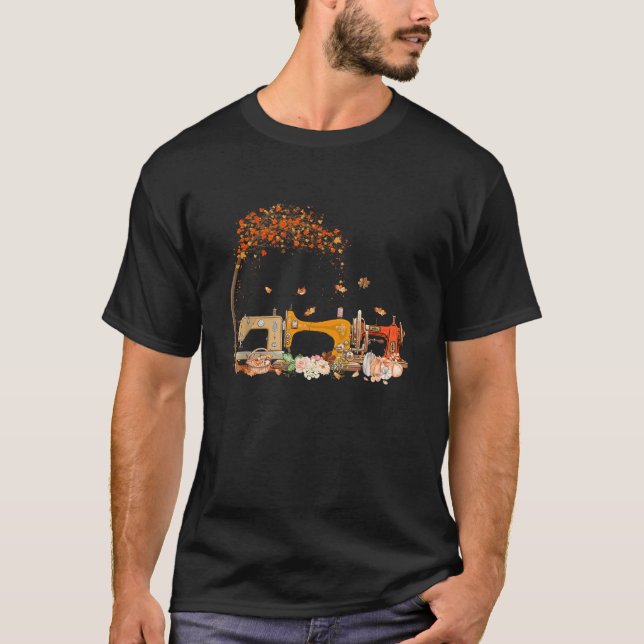 Sewing Machine Sewing Quilting Lover Quilter Fall  T-Shirt (Front)