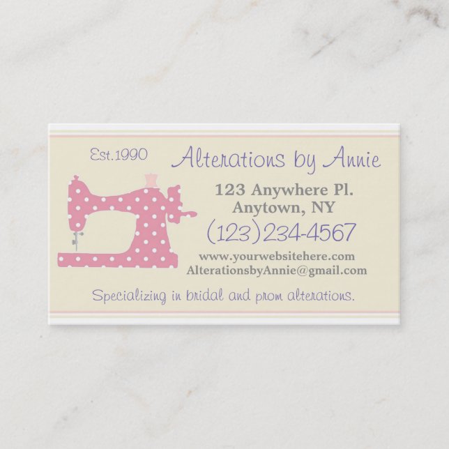 Sewing Machine Tailor Seamstress Business Card (Front)