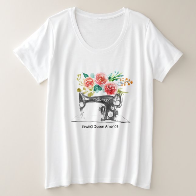 Sewing Machine Tailor Seamstress Plus Size T-Shirt (Design Front)
