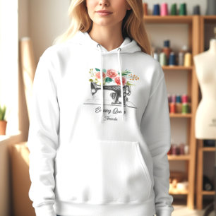 Sewing Machine Tailor Seamstress White Hoodie