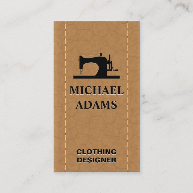Sewing Machine | Tailoring | Stitched Leather Business Card (Front)