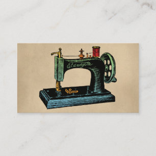 Sewing Machine Vintage Illustration Business Card